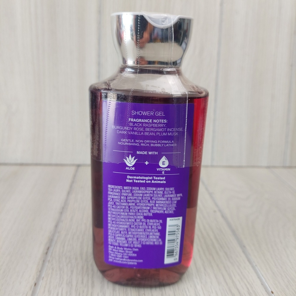Bath & Body Works Shower Gel Unisex 10oz Purple Dark Kiss Aloe Vitamin E New - Picture 2 of 2